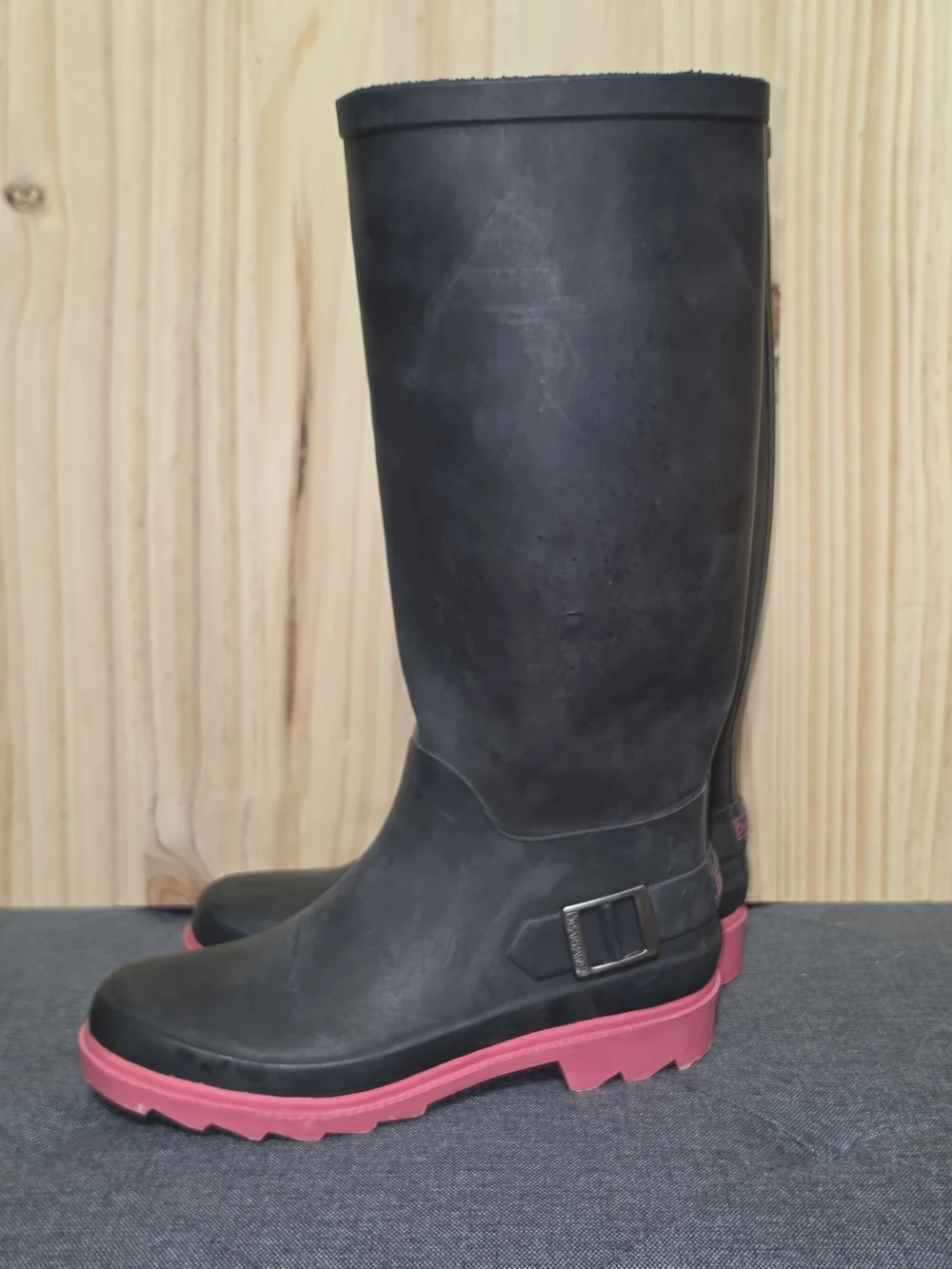 BearPaw Black Rain Boots with Pink Outsole - Women's Waterproof Tall Boots